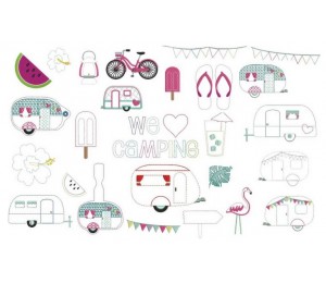 Stickserie - Camping incl. Anhänger & ITH Tasche & Wimpel